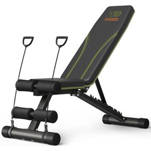 Fitgoods Adjustable Weight Bench for Home Gym, Foldable 700LBS Workout Bench with 9 Backrests, Multi-Purpose Bench Press for Incline Decline Flat with Fast Adjustment (2 resistance bands)