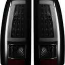 Tail Light Assembly Compatible With Chevy Silverado 1500 2500 3500 2003-2006 Driver and Passenger Side LED Smoke Black Rear Brake Lamps With Bulb Inside And Wiring Harness