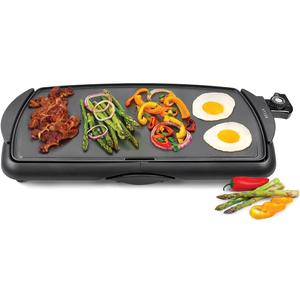 BELLA Electric Griddle & Flat Grill with Nonstick Large Cooking Surface and Removable Probe for Eggs, Tortillas, Pancake and more, 10.5" x 20", Black