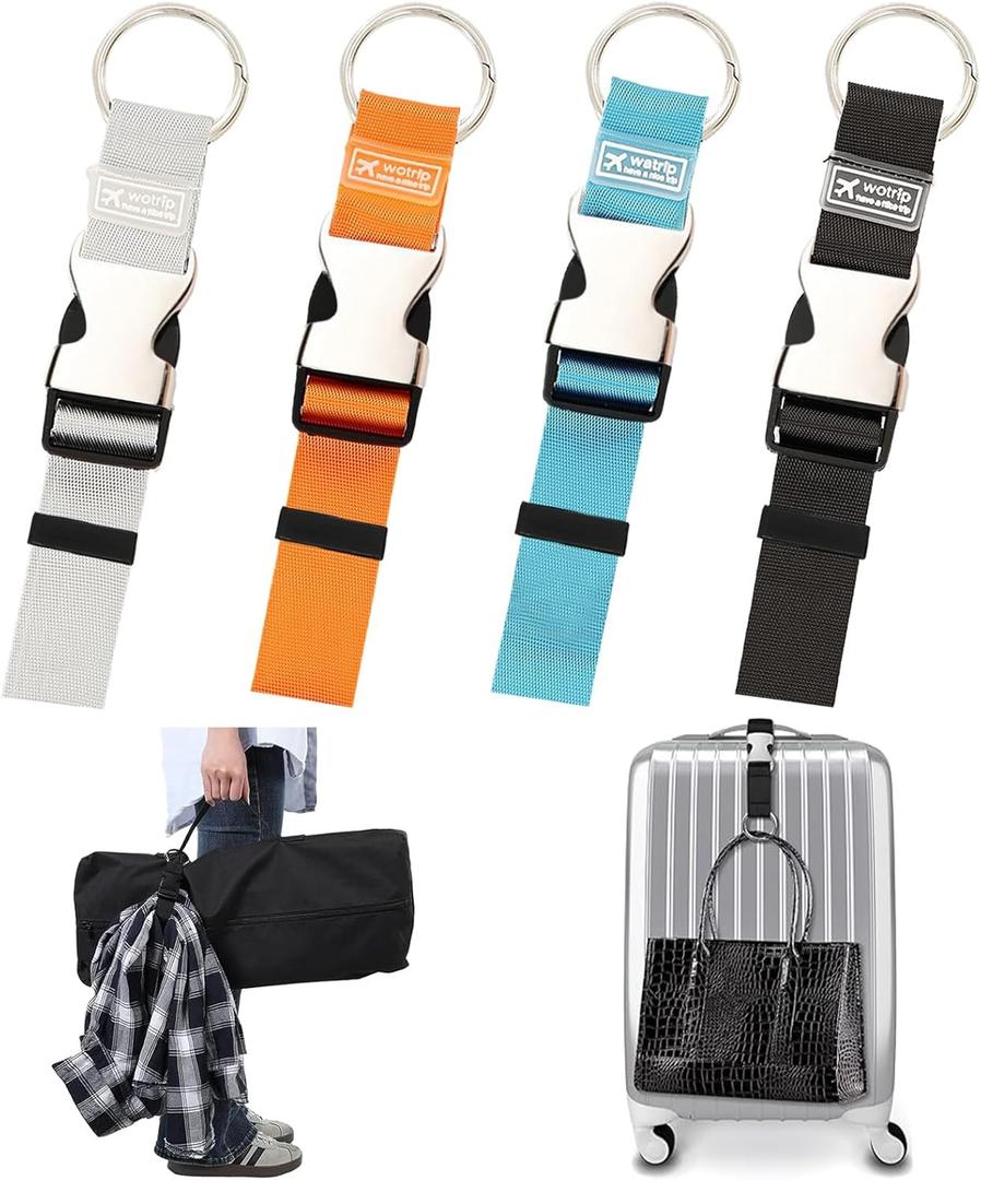 Luggage Straps, 4 Pcs Add a Bag Luggage Strap for Suitcases, Personalized Heavy Duty Metal Buckle Travle Belt Strap for Carry On Bag Accessories for Travel(Black, Gray, Blue, Orange)