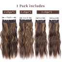 4Pcs Clip in Hair Extensions, 20 Inches Long Wavy Synthetic Brown Hair Extensions Clip in, for Women and Girls (Color: Dark Brown with Light Brown Highlights)
