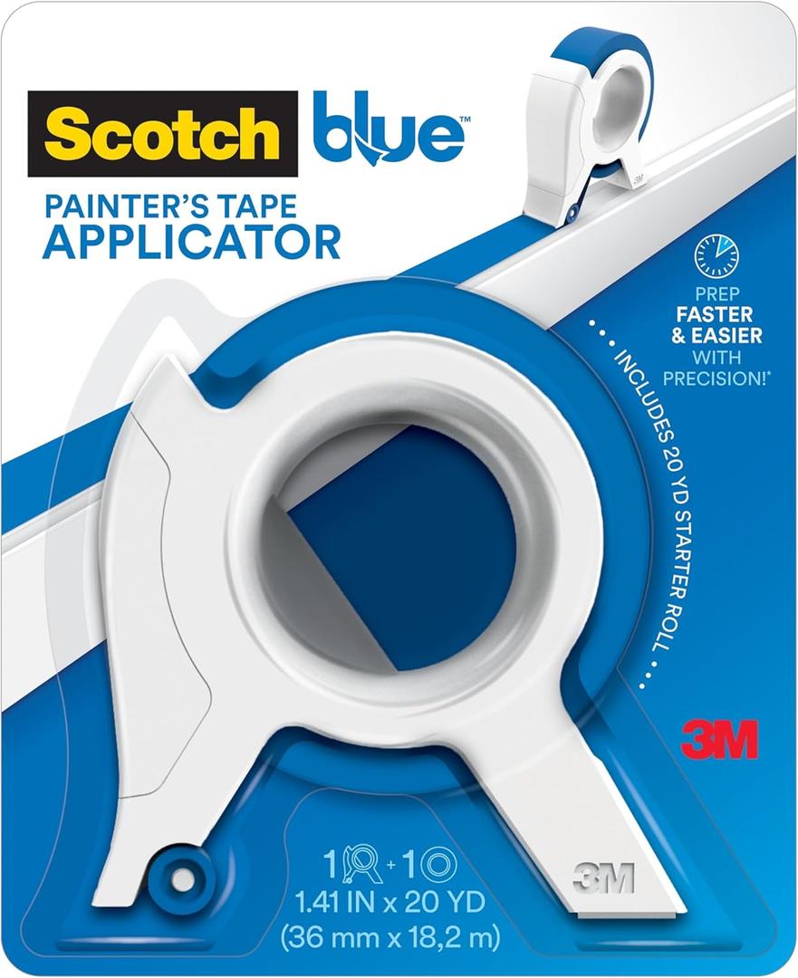 Scotch Blue Painters Tape Applicator, Applies Painter's Tape in One Continuous Strip, Paint Tape Applicator for Trim, Windows and Door Frames, 1.41 Inches x 20 Yards, 1 Starter Roll