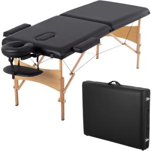 BestMassage Massage Bed Portable Massage Table 28 inch Wide Lash Bed Height Adjustable 2 Folding Spa Table with Non-Woven Bag for Spa Footmassage Facial CareSpa Tattoo (Black)