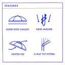 6.5ft beach umbrella with sand anchor, Beach Umbrella for Sand with Tilt, Air vent UPF 50+ Protection Fits in a large Suitcase for Patio Garden Beach Pool Backyard, Green Stripe CH-1501