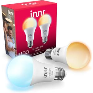 innr Smart Light Bulbs, A19 Zigbee, Works with Philips Hue* and Alexa (Bridge Required), Warm to Cool White, Dimmable, E26 LED Bulb 75 Watt, Soft White Light, 1140lm, 2-Pack (Cool - Warm White 1140 Lm)