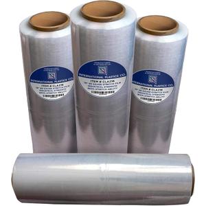 International Plastics Co. 18" Stretch Film/Wrap 1500 feet 7 Layers 80 Gauge Industrial Strength up to 800% Stretch 20 Microns Clear Durable Adhering Packing Moving Heavy Duty Shrink Film Box of 4