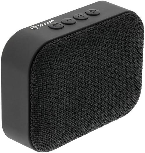 TELLUR Callisto Portable Bluetooth Speaker, Ultra Compact Fabric Design, FM Portable Radio Speaker, Hands-Free, USB, MicroSD/TF, MicroUSB Aux Port (Black)