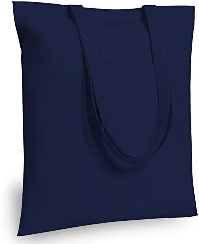TOPDesign 6-Pack Economical 16"x15" Navy Blue Cotton Tote Bag, Lightweight Medium Reusable Grocery Shopping Cloth Bags, Suitable for DIY, Advertising, Promotion, Gift, Activity