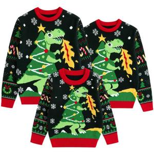 Curipeer Matching Family Ugly Christmas Sweater Outfits for Women Men Knitted Pullover Sweaters Tops for Party Holiday (Medium Adult)