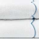 2 Pcs 100% Cotton Bath Towels for Bathroom27 * 54 Inch Scalloped Bath Towels Embroidered Decorative 500 GSM Soft Absorbent Bath Towel for Bathroom Hotel Spa Sport Yoga (Blue) (Blue)
