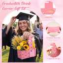 ReliThick 24 Set 2026 Graduation Decorations 2 Cup Disposable Drink Carrier with Card Ribbon Coffee Cup Holder Graduation Gifts for College High School Graduates Party(Pink)