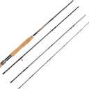 Fly Fishing Rod, Carbon Fiber, 8ft, 3/4wt to 5/6wt, 4 Piece Sections, Lightweight, Medium-Fast Action, Cork Grip, Hard Chromed Guides, Freshwater Bass Trout Fishing