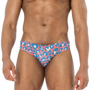 AIMPACT Mens Stripe Swim Briefs Retro Swimwear Sexy Bikini Swimsuit Print Bathing Suit, Red Medium