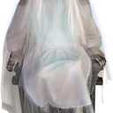 Haunted Hill Farm Motion-Activated Sitting Tombstone Girl by Tekky, Talking Animatronic for Indoor or Covered Outdoor Creepy Halloween Decorations, Plug-In or Battery Operated Prop