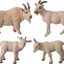 Animal Figures 4pcs Plastic White Goat Animals Action Model Science Project, Learning Educational Toys, Birthday Gift, Cake Topper, for Kids
