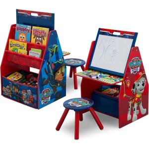 Delta Children Deluxe Kids Art Table | Easel, Desk, Stool, Toy Organizer, Nick Jr. PAW Patrol, 3 Piece Set