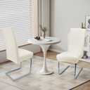 PU Leather Dining Chair Covers Removable 100% Waterproof Chair Covers for Dining Chairs Set of 6, Stretchy & Soft High Back Kitchen Chairs Cover Protectors (Cream)