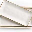 famiware Serving Platter, Rectangular 15.67/ 14.1/ 12.6inch Serving Dishes for Entertaining, Dishwasher Safe, Stoneware Serving Trays for Party, Food, Turkey, Snack, Cheese, Reactive Glaze, Matte White