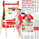 Belleur All-in-One Art Easel for Kids with 2 Paper Rolls & Deluxe Accessories, Adjustable Magnetic Double Sided Whiteboard & Chalkboard, Painting Kid Easel for Toddlers 2-8, Ideal