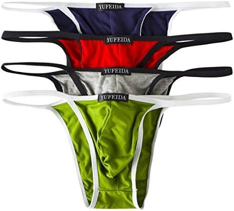 YUFEIDA Men's Modal Comfortable G-string Thongs Sexy Low Rise Bikini Briefs Underwear (A#4pcs-2, XL)