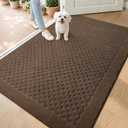 Dirt Trapper Door Mat 36"x 60", Non-Slip Entryway Rugs, Brown