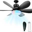 Socket Fan Light with Remote,Small Ceiling Fans with Lights,Smart Timing Dimmable 3 Colors,E26 Base Socket Ceiling Fan for Bedroom Living Garage KitchenRGB Ambient-Black