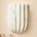 7.5" Fluted White Imitation Marble Wall Lamp, Modern Wall Sconce Mini Wall Light with Half-Cylinder Desgin, Scandinavian Wall Mounted Light for Hallway, Bedroom, Corridor, Stairs, Living Room