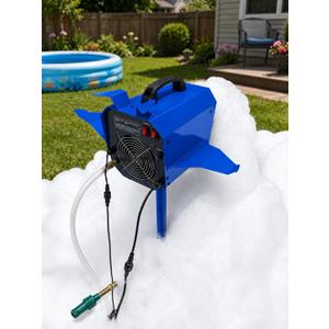 Foam Machine for Party, Safe 60min Use&Cute AirplaneLook, Foam Party Machine For Pool Parties, Indoor/Outdoor Events. (Blue-120)