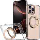 MAXCURY 360 Ring Stand Magnetic for iPhone 16 Pro Max Case, [Anti-Fingerprint] [Military Drop Protection] [Compatible with MagSafe] Soft Edge Translucent Slim Back 16 ProMax Phone Case (Desert)