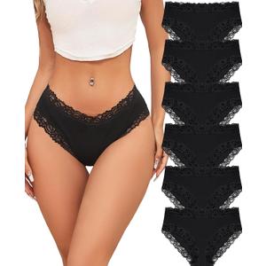 Knowyou Cotton Underwear for Women Cheeky Bikini Womens Underwear Pack Sexy Lace Wasit Hipster Brief Panties for Ladies (Small)