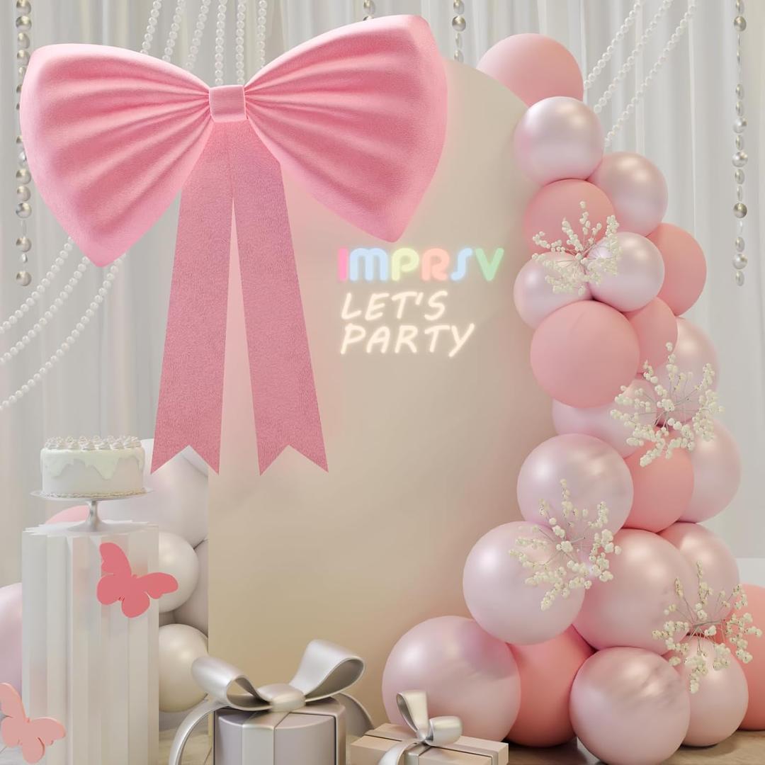 imprsv Bow Party Decorations 40x50in Pink Bow Decor, Coquette Birthday Decorations for Wedding Engagement Baby Shower, Giant Coquette Room Decor for Girls Women