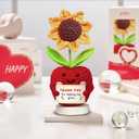 Gossby Handmade Positive Apple Crochet with Card - Thank You for Helping Me Grow - Teacher Appreciation Gift - Thank You, Birthday, Graduation, Last Day of School Gift for Teacher from Student