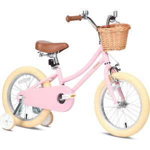 Petimini Girls Bike with Basket for 2-12 Years Old Kids, 12 14 16 18 20 Inch Bicycle with Bell Training Wheels, Multiple Colors (Pink)