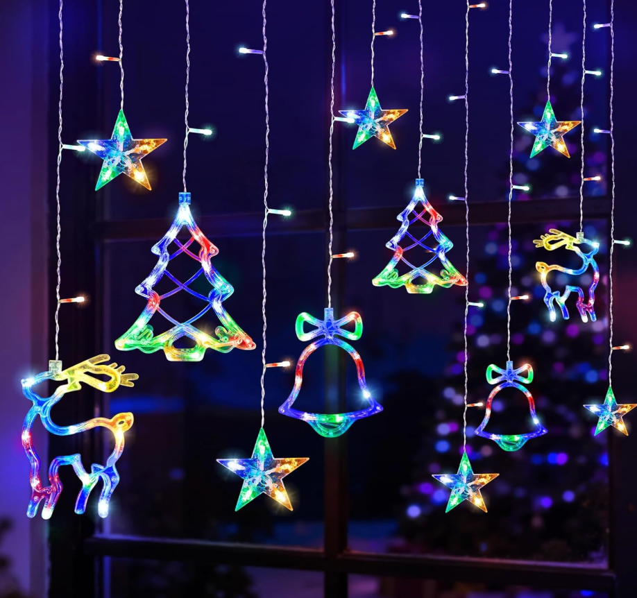 Attmu 16.4 Ft Christmas Window Lights Outdoor 228 Led with 24 Drops