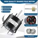 D132 161M08 3.3" Frame Shaded Pole Motor, 1/20HP, 1550 RPM, 115V, 60Hz Low Noise, Smooth & Durable Operation, Sleeve Bearing, CW Rotation, for HVAC, Fans & General Purpose Use