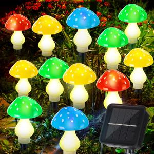 Reginary 12 Pcs Outdoor Lamp Solar Mushroom Light up Garden Mushroom Lights 8 Modes Waterproof Lamp Outside Decor for Holiday Yard Patio Pathway Lawn Ornament(Multicolored,Classic)