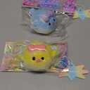 Anboor Pufferfish Squishies Toys 2 Pack - 2.7" Kawaii Sensory Fish with Bowknot for Kids & Adults, Soft Cute Animal Squeeze Stress Relief Fidget Toys, (Blue & Yellow)