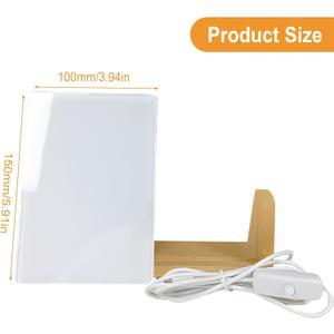 SYWAN Sublimation Night Lights Blank, 2 Pack Wood LED Acrylic Photo Frame 4" x 6" with Warm Light Sublimation Picture Frame Wood Stand Light for Heat Press Machine Printing