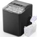 Sweetcrispy Countertop Ice Maker, Portable Ice Machine Self-Cleaning, 9 Cubes in 6 Mins, 26 lbs/24Hrs, 2 Sizes of Bullet Ice for Home Party Office,Elegant Black