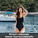 Baleaf Women's Athletic Training Adjustable Strap One Piece Swimsuit (Black, L)
