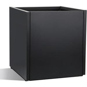 1 Pcs Extra Large Black Square Planter Box Outdoor 17" L x 17" W x 18" H Heavy Galvanized Steel Planters with Drainage Holes Divider for Patio Porch Tall Plants