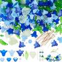 NBEADS About 417 Pcs Frosted Acrylic Assorted Beads Kit, 300 Pcs Acrylic Flower and Leaf Beads 87 Pcs Round Glass Beads 30 Pcs Brass Ball Pins Jewelry Making Supplies Kit for Earring Bracelets Making