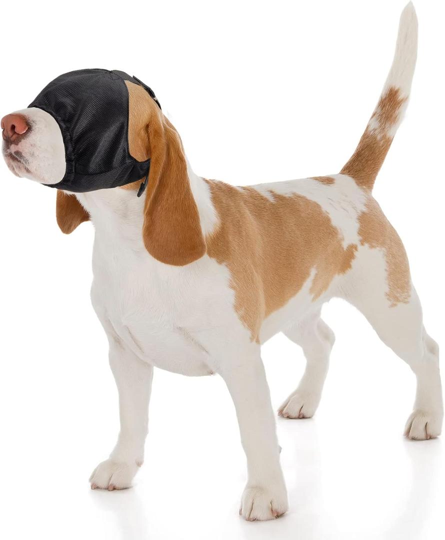 Xuniea Dog Calming Cap Dog Blindfold Shading Eye Cover Pet Anxiety Mask Muzzle Noise Ear Muffs for Noise Cancelling Grooming Anti Car Sickness (Medium)