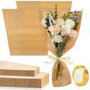 Flower Bouquet Wrapping Bags 9.8 x 17.9 Inch and 14.2 x 22 Inch Valentine's Kraft Paper Flower Sleeves Floral Bags with Ribbons for Mother's Day Bouquet Wedding Birthday(Kraft)