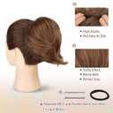 BARSDAR Straight Hair Bun Extensions - Synthetic Fully Short Ponytail Hair Bun Extensions for Women - Elastic Messy Bun Hair Scrunchies Hairpieces Daily - Golden Copper & Light Brown