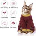 QBLEEV Sticky Hair Cat Clothes, Soft Cat Pajamas for Cats Only, Prevent Lost Fur Kitten Sweater Onesie, Stretchy Recovery Suit for Female Male Cats After Surgery Daily Wear, Burgundy, XS