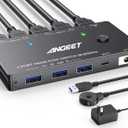 HDMI KVM Switch 2 Port 8K@60Hz 4K@120HzANGEET HDMI 2.1 KVM Switch for 2 Computers Share 1 Monitor and 3 USB 3.0 DevicesHDCP 2.3HDR 10with Wired Remote and 2 USB3.0 Cable