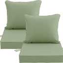 24x24 Inch Outdoor Chair Cushions Set of 2, Patio Furniture Cushions - Removable Cover, Water-Repellent, Fade-Resistant, Non-Slip Bottom & Straps, Replacement for Deep Seat Sofa & Couch - Sage Green, 2 Pack | 24''x24''