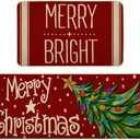 Merry Christmas Kitchen Mat Sets of 2, Winter Merry Bright Xmas Kitchen Rugs and Mats Non Skid Washable Farmhouse Style Decor for Home Kitchen Floor 17x29 and 17x47 Inch DM108