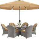 MASTERCANOPY Valance Patio Umbrella for Outdoor Table Market -8 Ribs (11ft,Khaki)